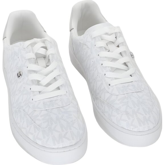 Michael Kors Scotty logo lace-up sneakers bright white multi womens 8M - Picture 1 of 6